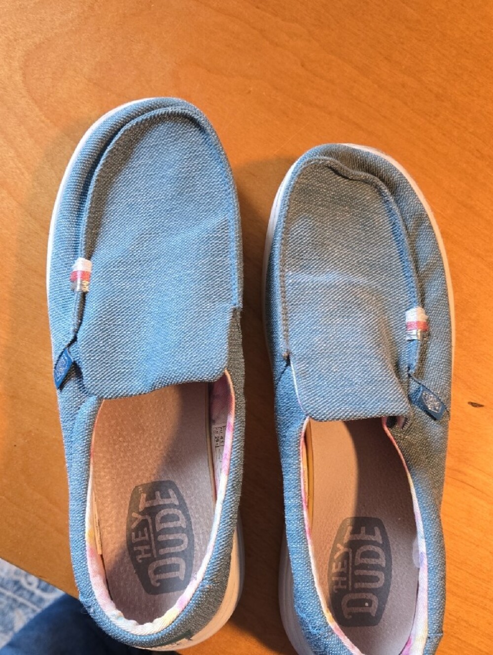 Hey Dude Womens Blue Canvas Slip-On Sneakers with White Sole - Picture 4 of 4